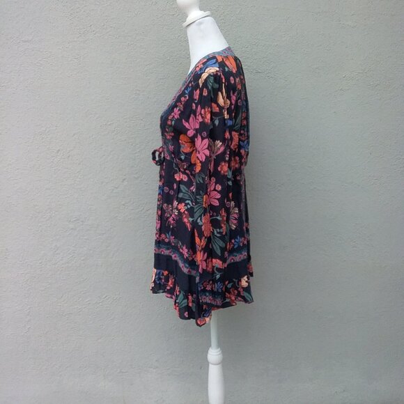 Free People Tunic Dress Size 2 Floral Print Violet Hill Printed Boho - Picture 4 of 6